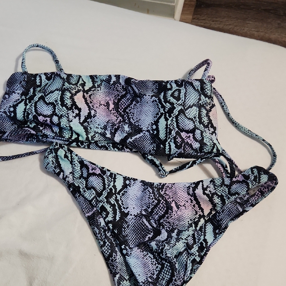 Multicolor Snake Print Bikini Set